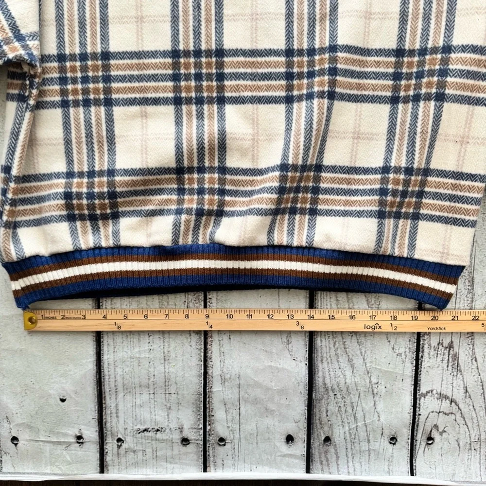 JK Studio Plaid‎ Varsity V-Neck Oversized Sweater